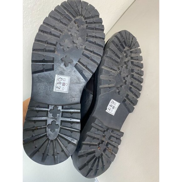 Crevo Francine Black Leather Chunky Loafers Womens 7 Lug Sole Academia Platform - Picture 16 of 16